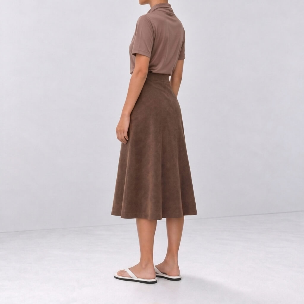 Silk-Blend Short Sleeve Cowl Neck Top - Mocha