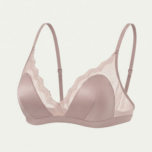 Silk Lace Bra with Light Padding - Dusty Rose