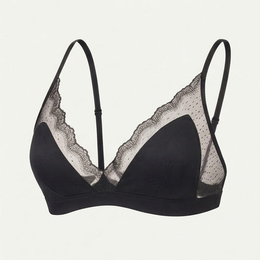 Silk Lace Bra with Light Padding - Black