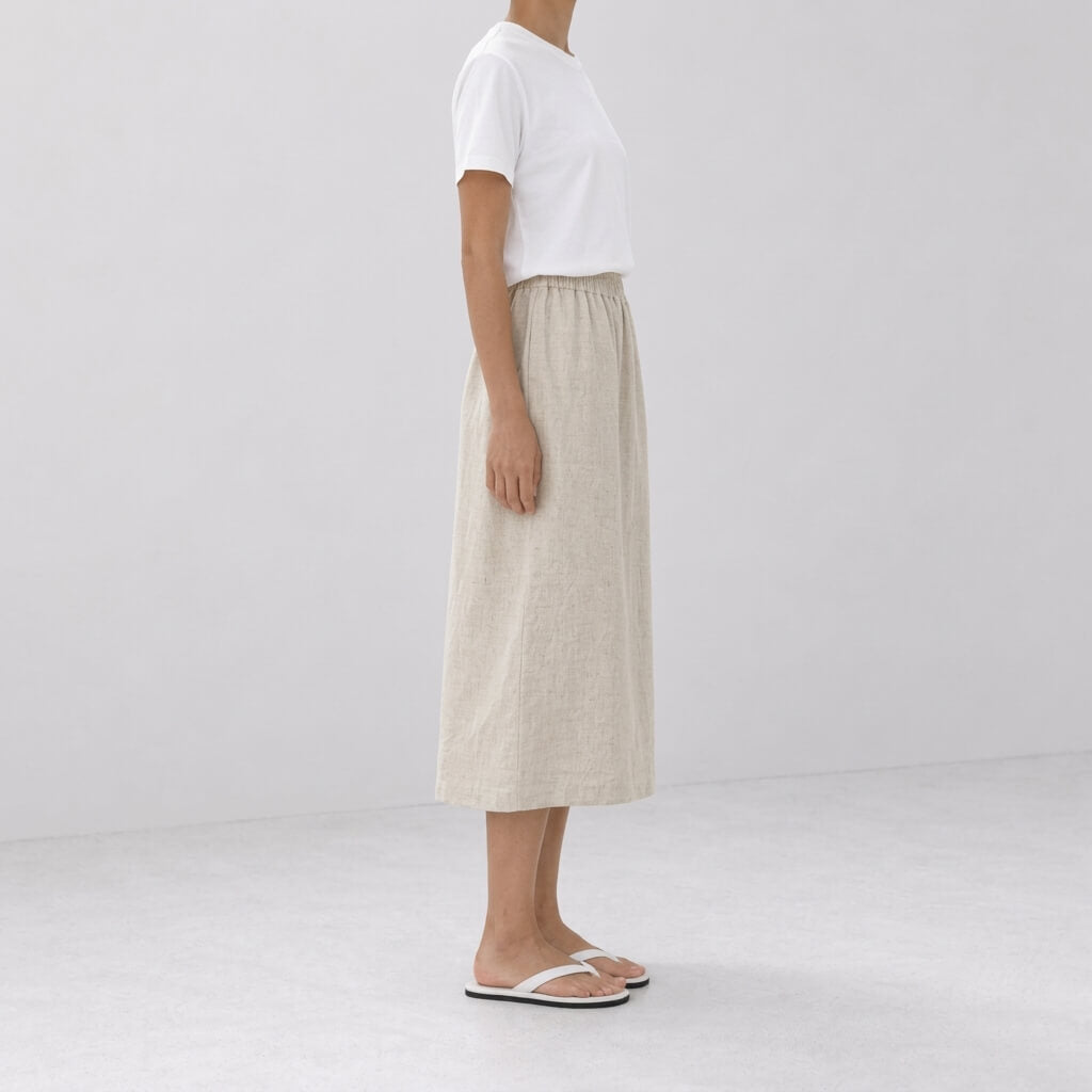Vale 100% Hemp Handmade Midi Skirt - Natural Hemp