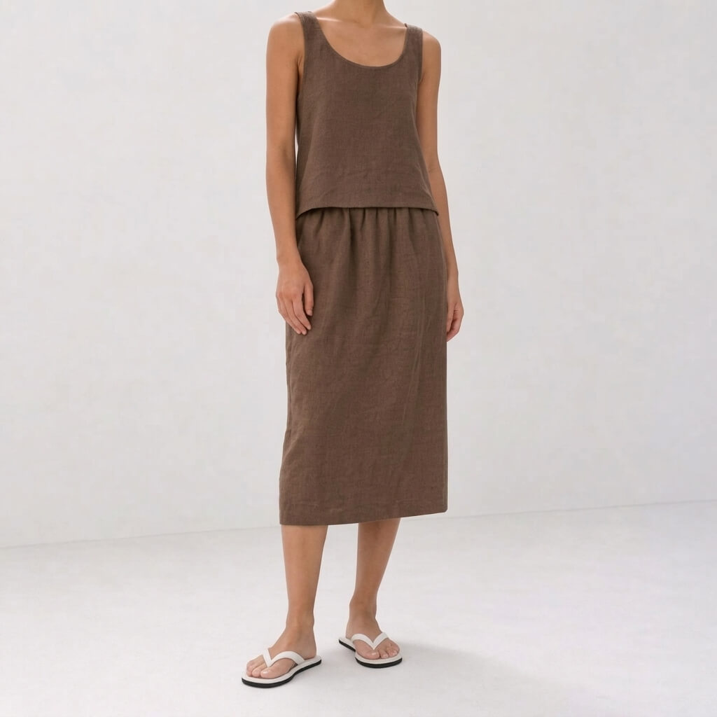 Vale 100% Hemp Handmade Midi Skirt - Terra Cotta