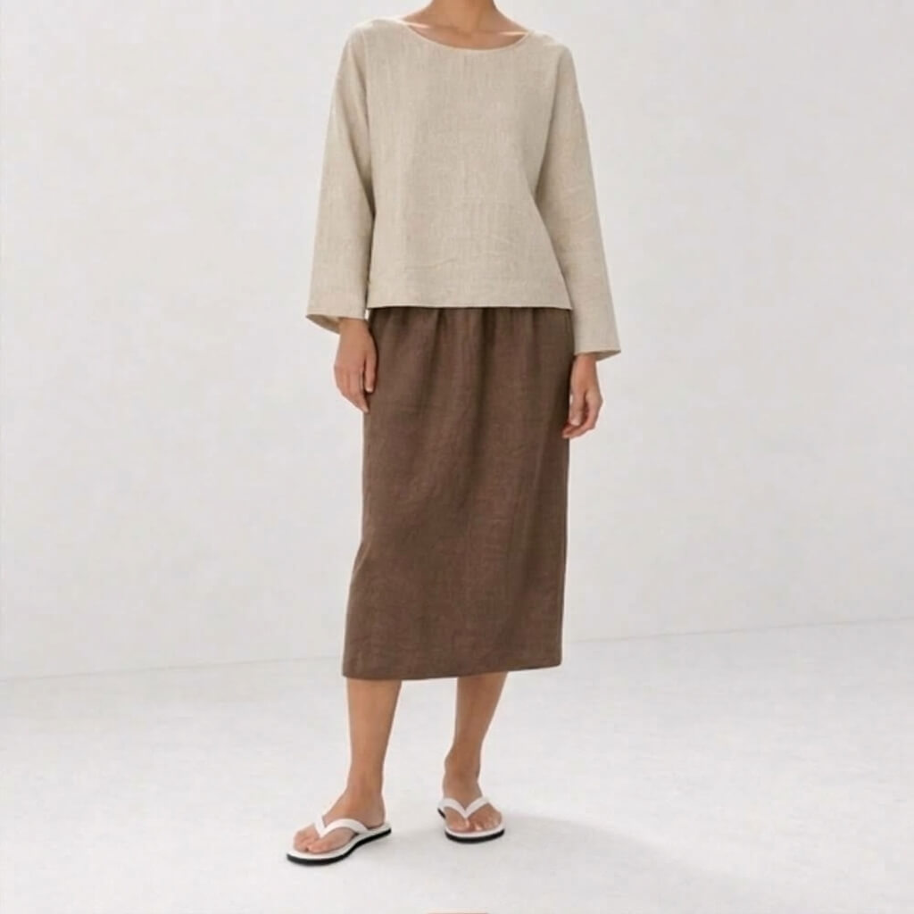 Vale 100% Hemp Handmade Midi Skirt - Terra Cotta