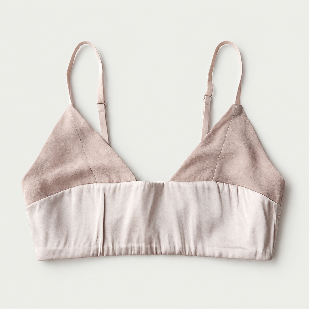 Veil 100% Knit Silk Handmade Triangle Bra - Pearl Nude