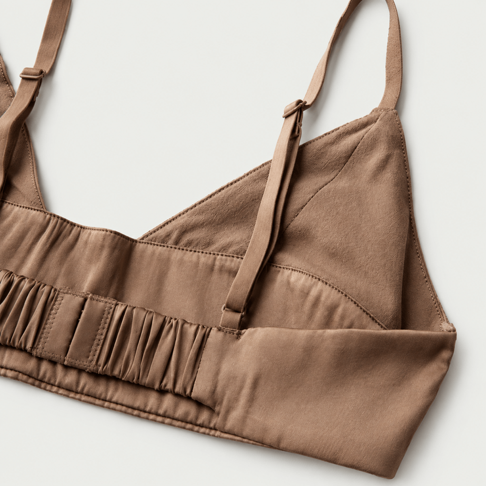 Veil 100% Knit Silk Handmade Triangle Bra - Cocoa Champagne