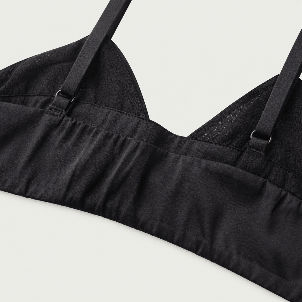 Veil 100% Knit Silk Handmade Triangle Bra - Classic Black