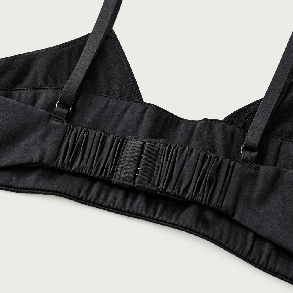 Veil 100% Knit Silk Handmade Triangle Bra - Classic Black