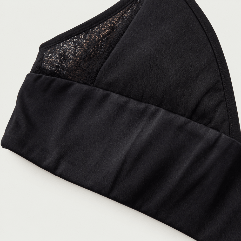 Veil 100% Knit Silk Handmade Triangle Bra - Classic Black