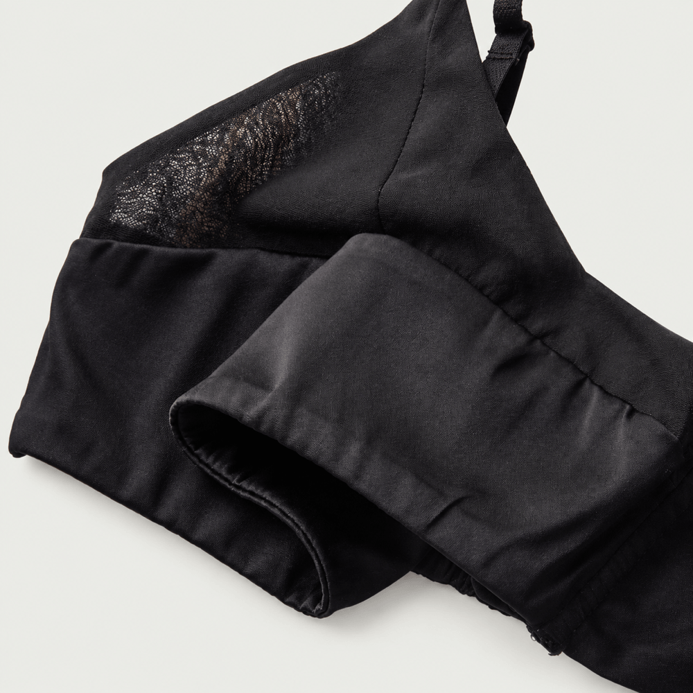Veil 100% Knit Silk Handmade Triangle Bra - Classic Black