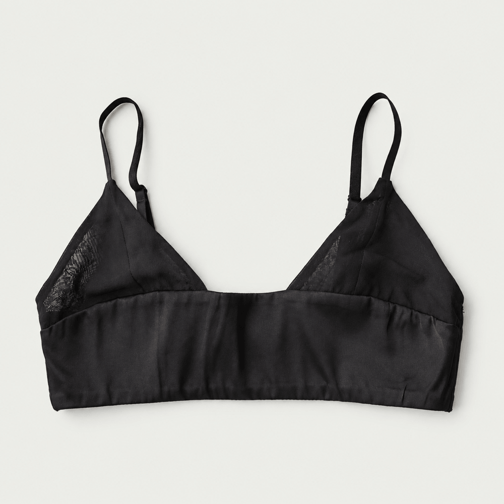 Veil 100% Knit Silk Handmade Triangle Bra - Classic Black