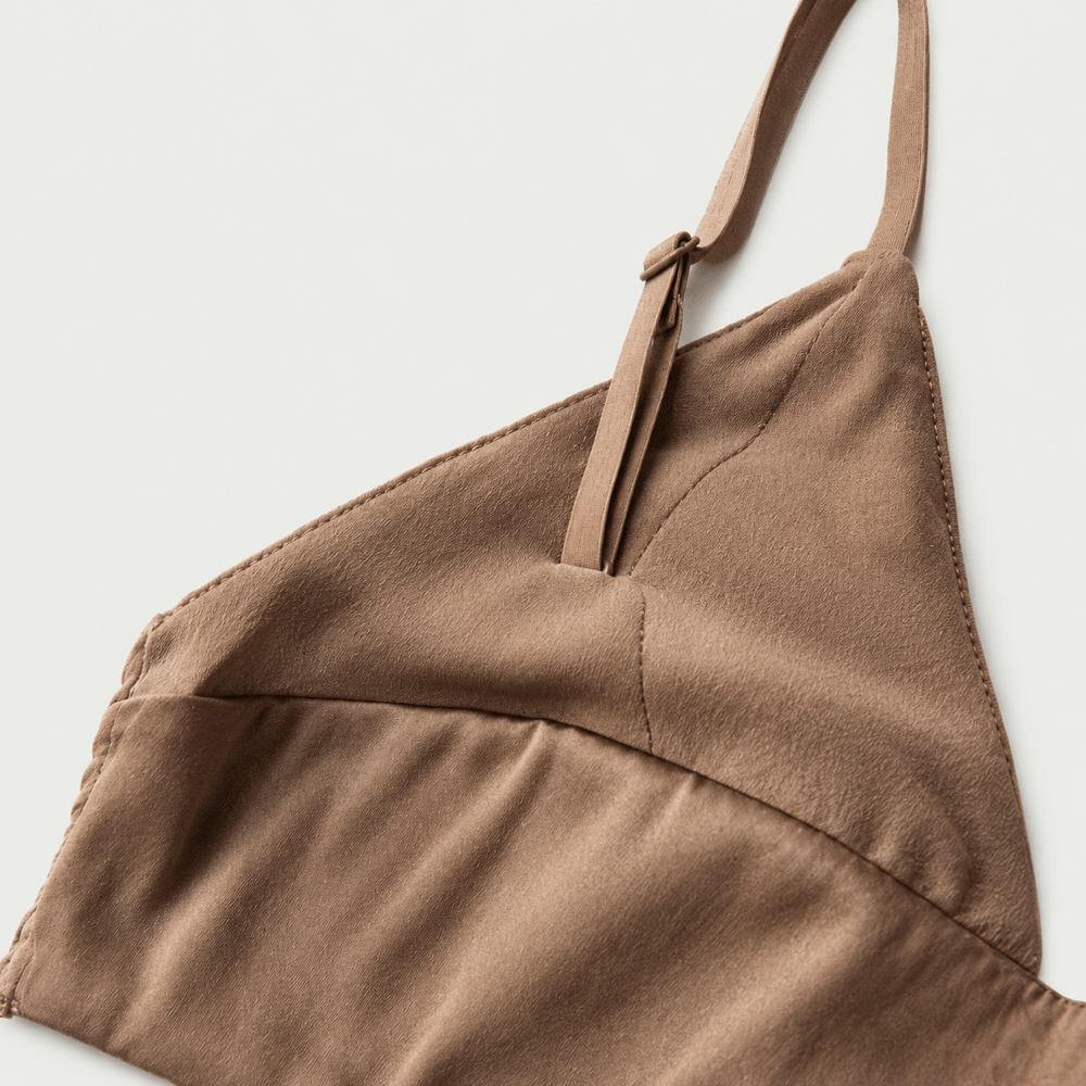 Veil 100% Knit Silk Handmade Triangle Bra - Cocoa Champagne