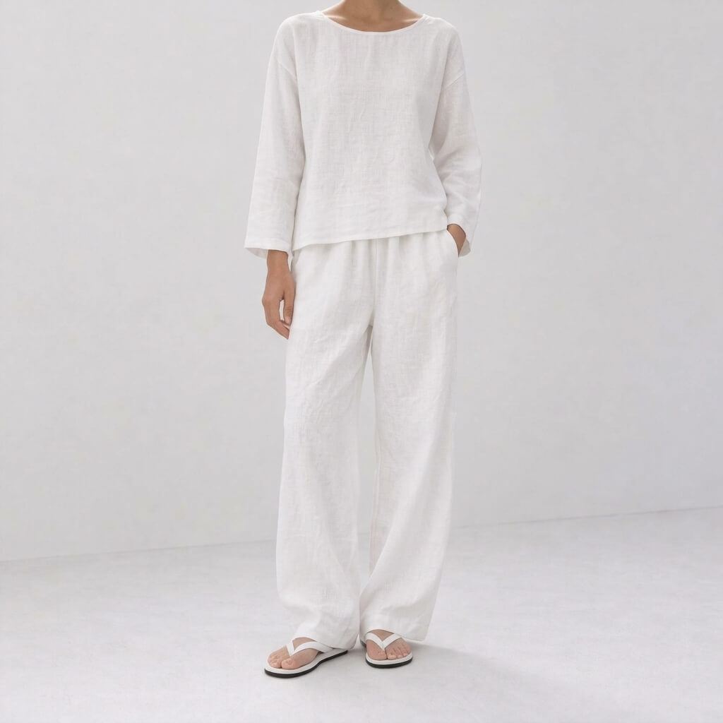 100% Hemp Classic Casual Wear Set - White