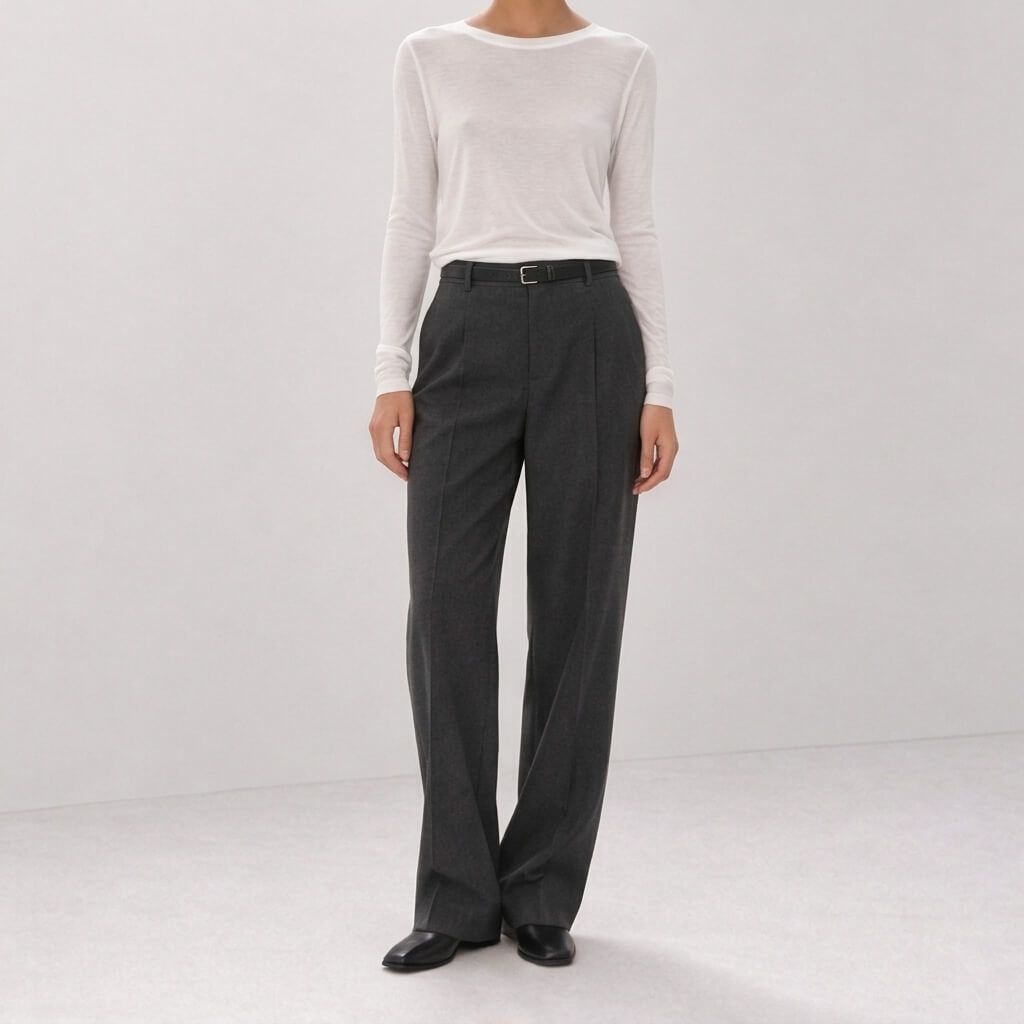 Silk-Blend Knit Long Sleeve Crew Neck Top - Ivory