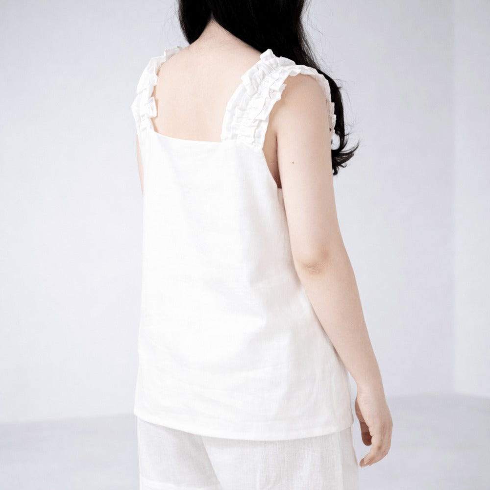 100% Hemp Handmade Ruffles Sleepwear Set